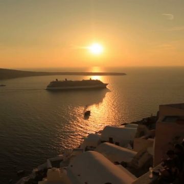 Sunset in Oia Santorini Greece